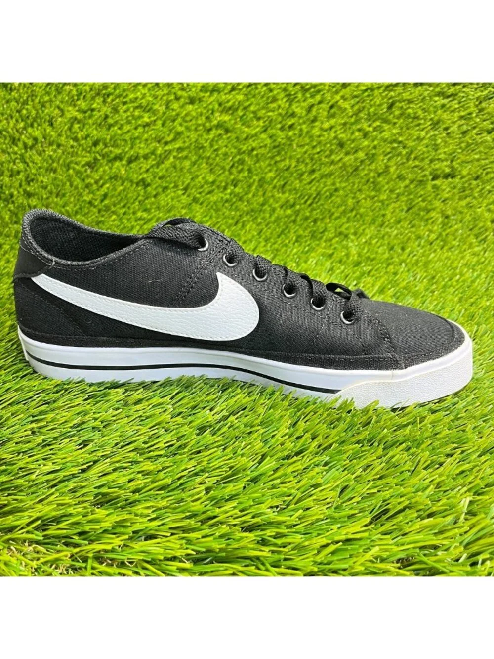 Nike Court Legacy Mens Size 7 Black White Athletic Running Canvas Shoes Sneakers